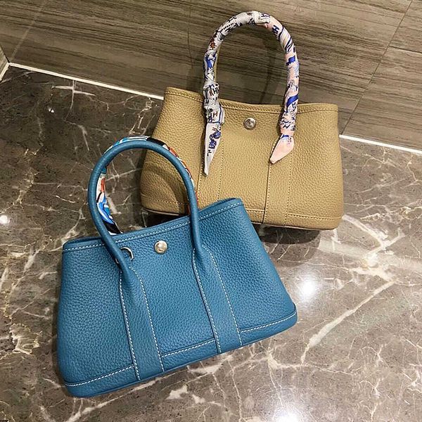 

authentic handbag h designer garden party tote bag classic litchi pattern bag light luxury bucket bag womens layer cowhide oneshoulder diago