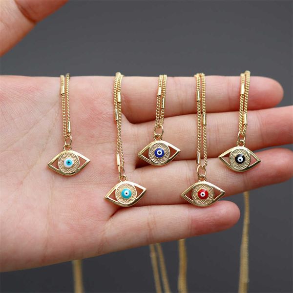 

jewelry pendant necklace new devil's eye pendant necklace female personality exaggerated trendy drops copper collar chain, Black