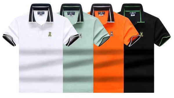 

mens psychobunny polo shirts designer t shirt high street solid color lapel polos printing cottom clothing tees polos plus size badge decora, White;black