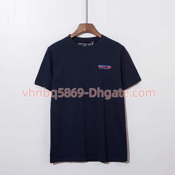 

100% cotton tshirt blue and red mountain print round neck short-sleeved t-shirt men and women tee qhb3