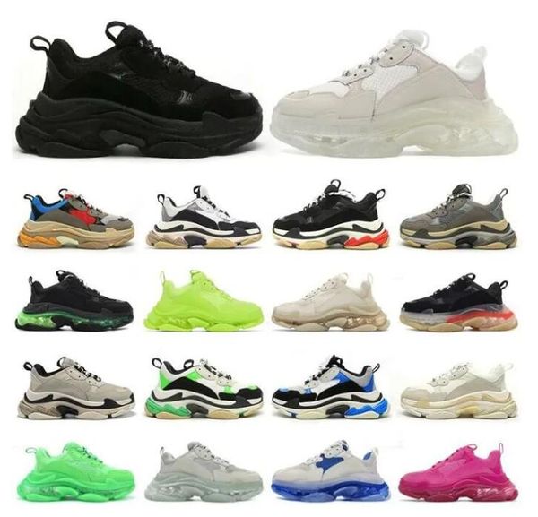

triple s men women designer casual shoes scarpe platform sneakers black white dark grey pink split clear sole mens womens trainers jogging w