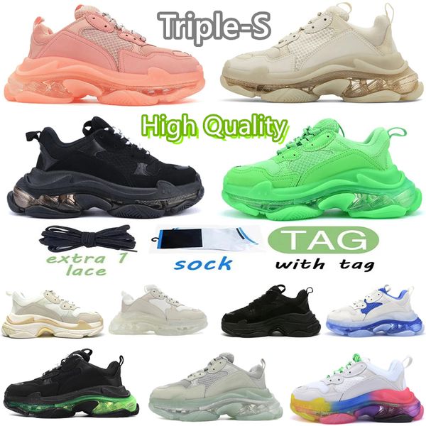 

triple s casual shoes designer men women platform sneakers black white beige dark grey orange