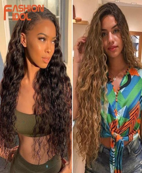 

fashion idol loose deep wave hair bundles 2832inch ombre brown red super long hair synthetic weaves curly wave hair extensions 222825470, Black;brown
