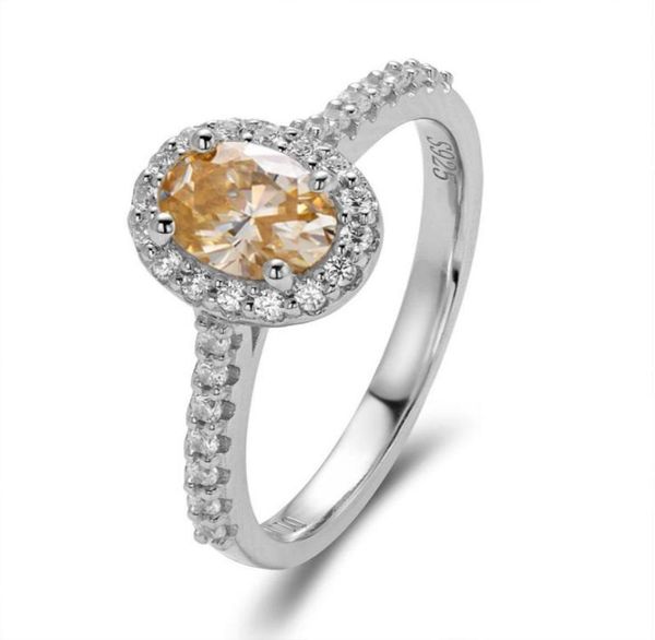 

cluster rings boeycjr 925 silver oval cut 1ct 57mm champagne moissanite vvs engagement wedding ring for women3690359, Golden;silver