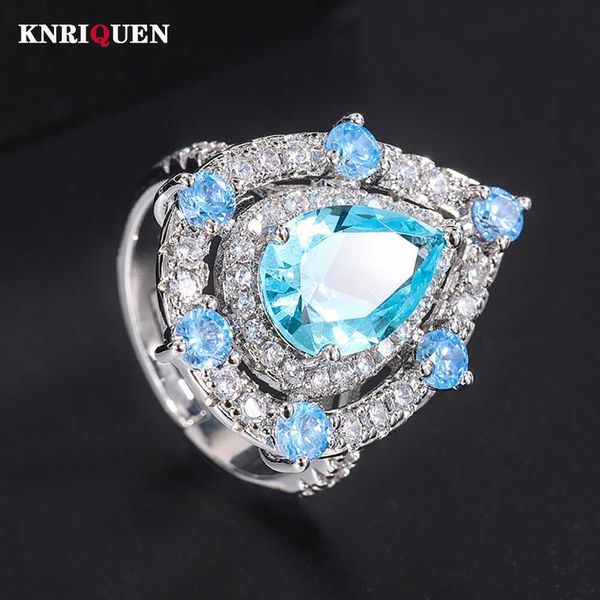 

band rings charms 8*12mm aquamarine ruby rings for women vintage gemstone lab diamond cocktail party fine jewelry birthday gift cessories j2, Silver