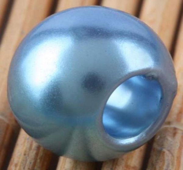 

100pcslot sky blue pimitation pearl charms for jewelry making loose european big hole acrylic beads fit european bracelet low pri3494614, Black