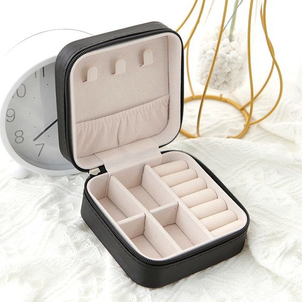 

jewelry stand 1pcs single layer storage box ladies travel leather classic black pure white fashion pink 230517