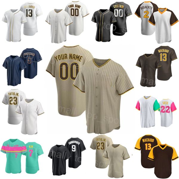 

team baseball 13 manny machado jersey 2 xander bogaerts 1 trent grisham 22 juan soto 9 jake cronenworth 7 ha-seong kim 23 fernando tatis jr, Blue;black