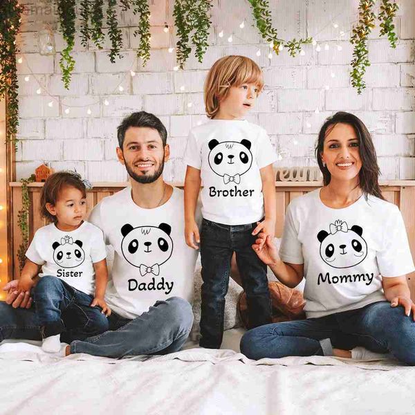 

t-shirts panda print family matching outfits daddy mommy brother sister family shirt summer family look tee short sleeve family tshirt aa230, Blue