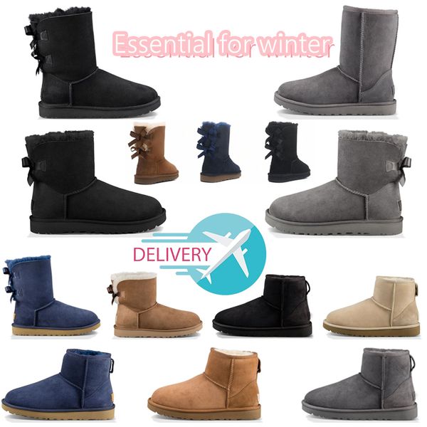 

australia classical short mini women snow boots keep warm boot man womens plush casual warm boots sheepskin suede eur 36-41, Black