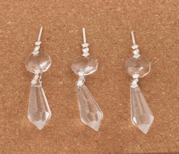 

30pcslot large clear chandelier glass crystals lamp prisms parts hanging drops pendants jewelry findings components8098683, Bronze;silver