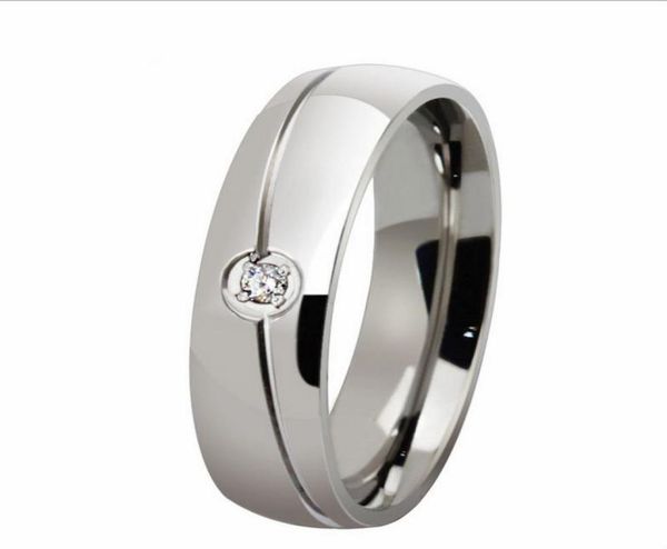 

engraving 1pc mens womens 6mm titanium stainless steel wedding ring crystal cz inlaid domed band us size 5133579676, Silver