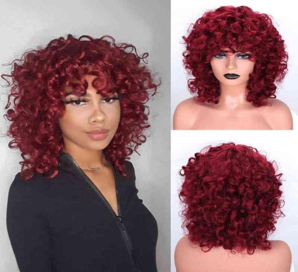 

hair junsi short curly synthetic natural red wine pink yellow orange american woman cosplay 2203016174758, Black;brown