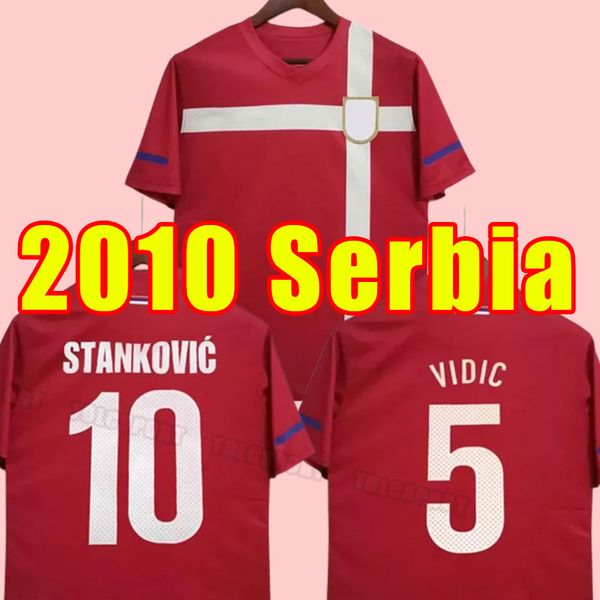 

2010 retro soccer jerseys serbia kolarov ivanovic home red jersey subotic stankovic vidic zigic camiseta de futbol football shirt 10 11, Black;yellow