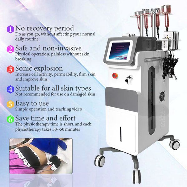 

8pads laser liposuction cavitation radio frequency rf vacuum head weight loss machine