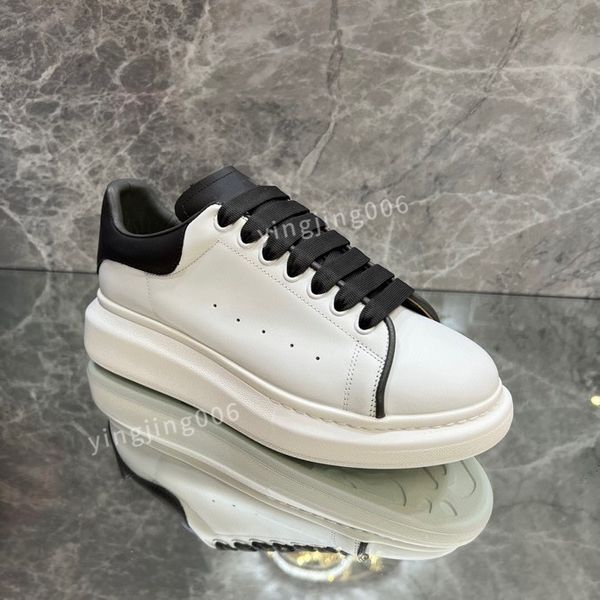 

new brand designer platform men quality casual shoes leather lace-up sneaker lady flat running trainers letters gym sneaker, Black