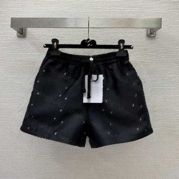 

23ss womens shorts womens designer clothing double c small square wave dot print drawstring design elastic waist wide leg shorts women cloth, White;black