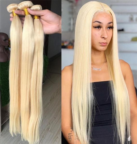 

platinum blonde silky straight brazilian weave virgin human hair blonde bundles 3pcs lot5830068, Black