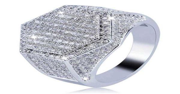 

milangirl men039s ring hip hop iced out micro pave cz finger ring square rings for men jewelry q07088757236, Silver