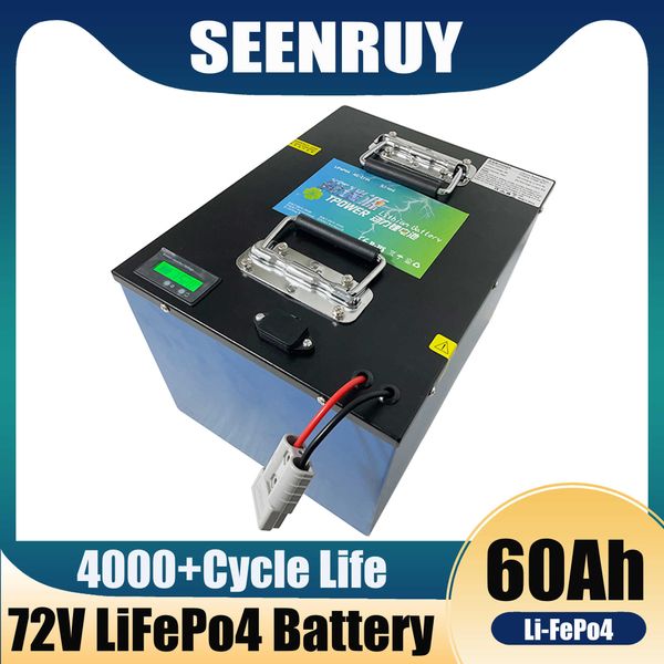 

seenruy 72v 50ah 60ah lifepo4 battery deep cycle for 72v electric bike e scooter bicycle inverter solar energy provide charger