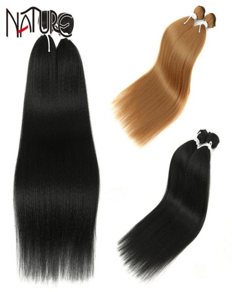 

nature hair synthetic straight bundles long weave 22 inch black 2pcs high temperature fiber extensions for women 2202162599982, Black;brown