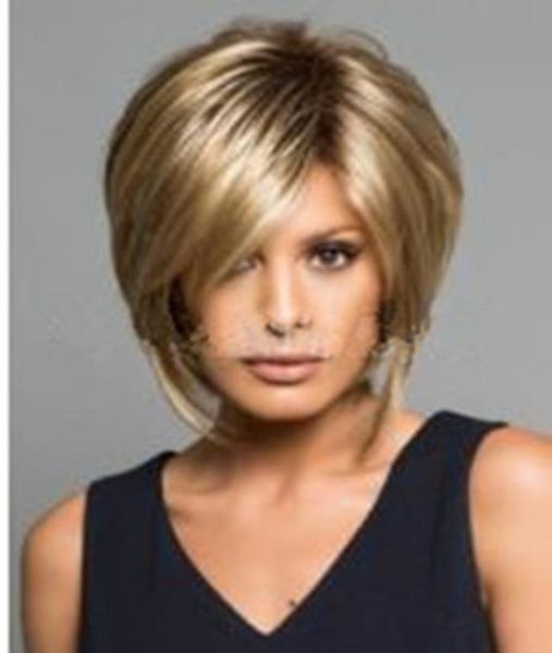 

fashion synthetic hair wigs women wig side fringe short lady wigs fluffy gold short straight hair fzp1803884324, Black