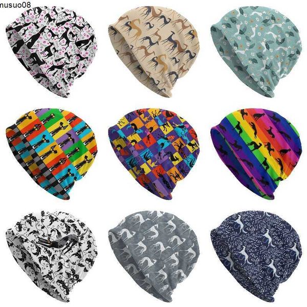 

beanie/skull caps greyhound and butterfly slouchy beanie winter warm skullies beanies hat whippet sighthound dog knitting bonnet cap j230518, Blue;gray