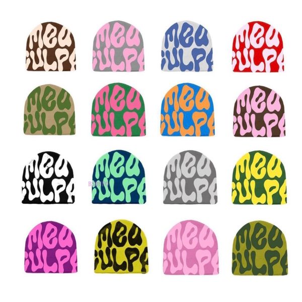 

berets 32color mea culpas beanie knitted hat bonnet y2k beanies culpa women's cap winter for women hats accessories, Blue;gray