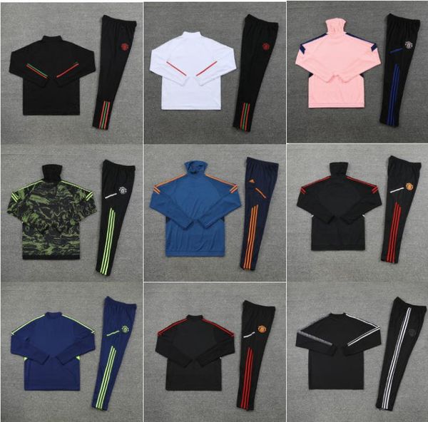 

22 23 24 new men tracksuits man utd kids long sleeve pull zipper training suit men lyonnais l.paqueta ol aouar football training kit jogging, Black
