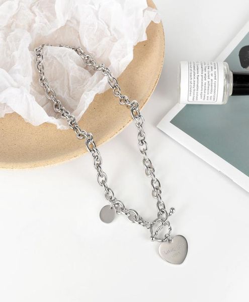 

for women luxury brand jewelry stainless sweater chain titanium steel heart pendant necklace kpop ins5239451, Silver