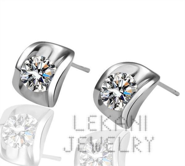 

18k white gold earrings beautiful new set outside the popular fine crystal earrings fashion earrings6490532, Golden;silver