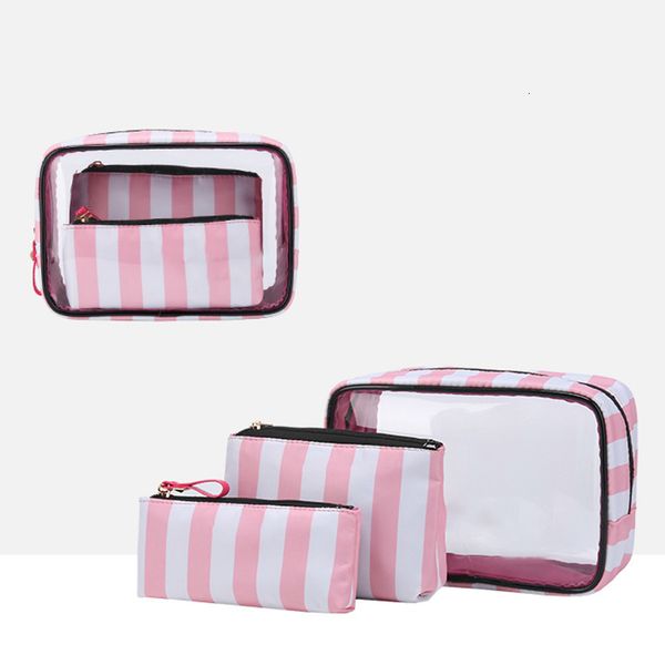 

cosmetic bags cases transparent threepiece women's storage casual zipper wash makeup women travel makeup bag 230517