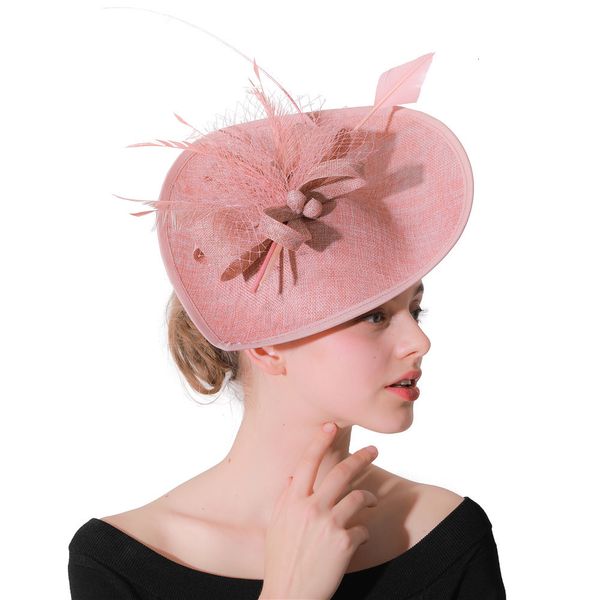 

hair clips barrettes vintage peach imitation linen fascinators with feather ladies veil church fedora pillbox hat derby women dress hats 230, Golden;silver