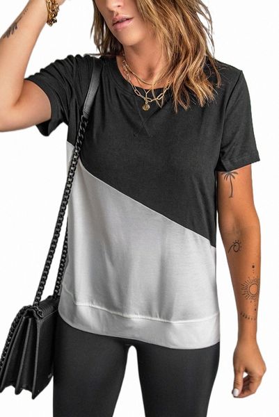 

black crew neck colorblock tee 2023 new 2023 new l09k#, White