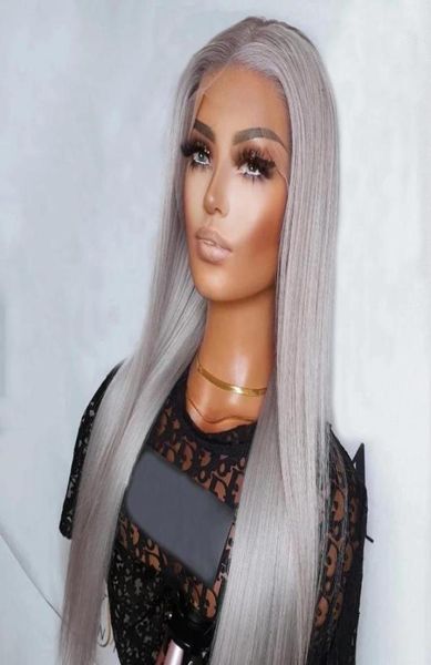 

closures grey blonde color straight synthetic lace front heat resistant fiber natural hairline for women cosplay5623768, Black;brown