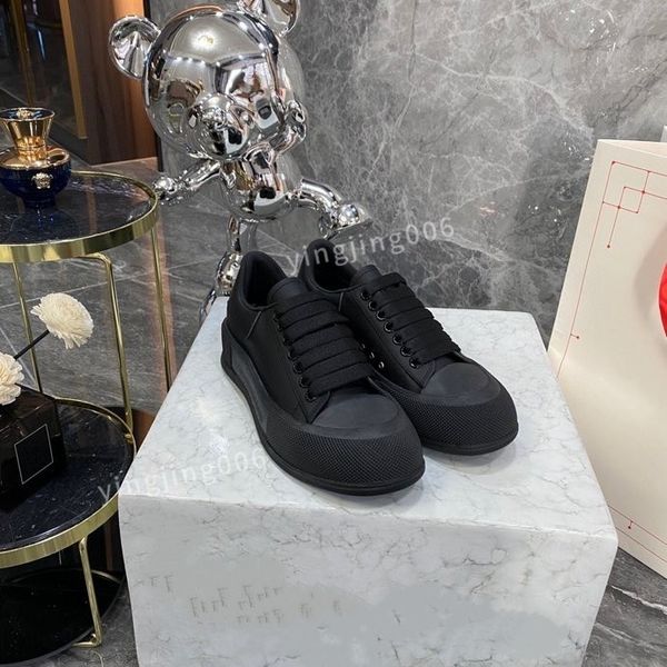 

new designer platform men quality casual shoes leather lace-up sneaker lady flat running trainers letters gym sneaker, Black