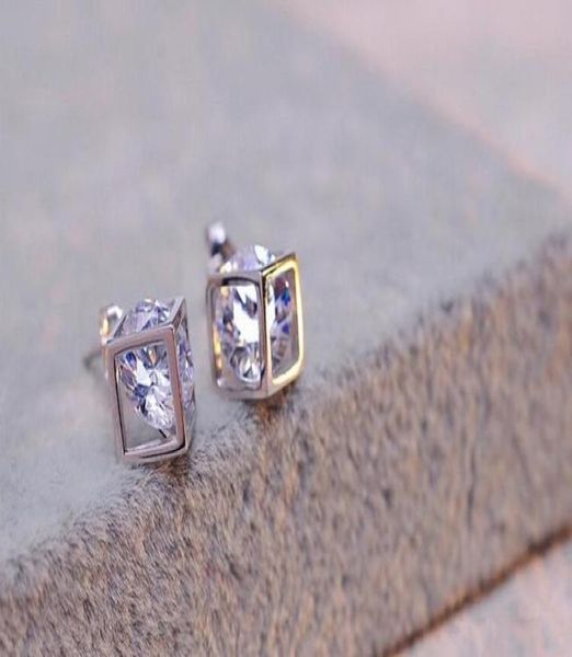 

925 sterling silver cz diamond crown stud earrings cubic shape fashion jewelry beautiful wedding engagement gift 7679660, Golden;silver