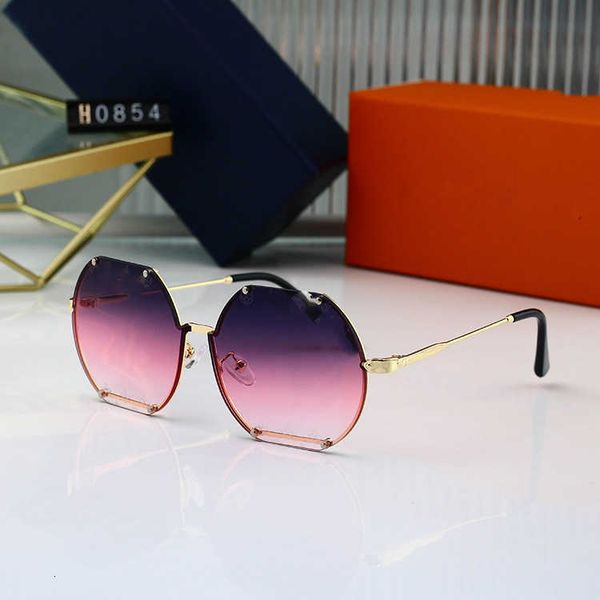 

Designer LOU VUT luxury cool sunglasses 2023 New Frameless Trimmed Sunglasses Women's Round Frame Box Glasses with original box