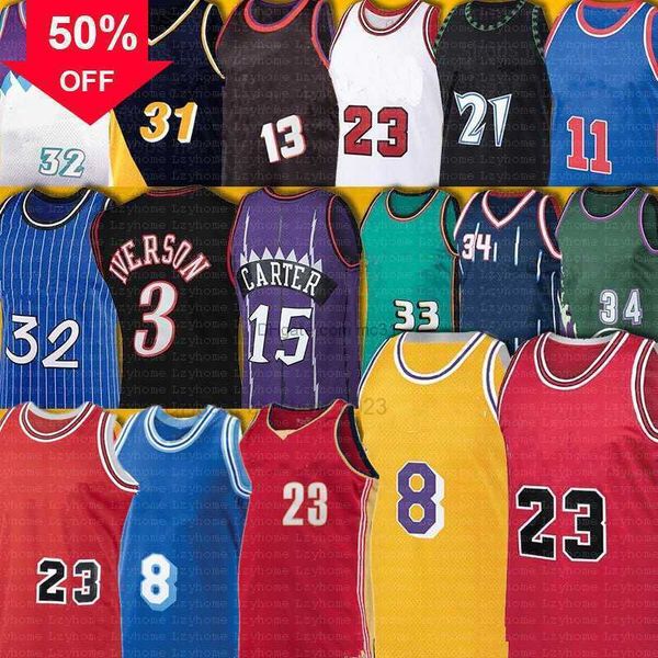 

vince carter scottie pippen allen iverson basketball jersey tracy mcgrady steve nash isaiah thomas gary payton karl malone john stockton, Black;red