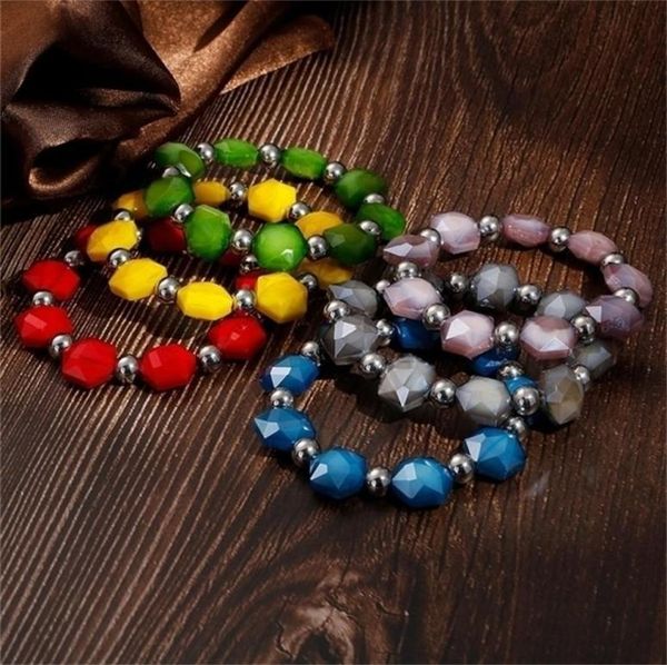 

bangle fashion female stainless steel irregular color resin beads bracelets jewelry for women 2211098559422, Black