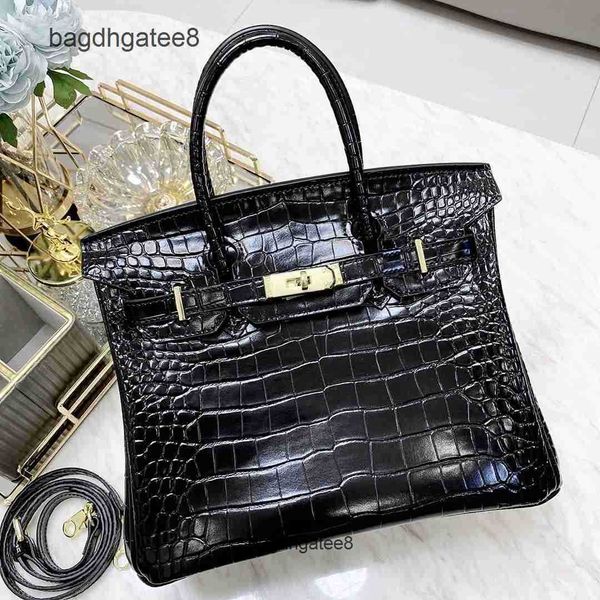 

shoulder bag bags designer purse berkin burkin crocodile pattern large capacity handbag women's fashion cow high sense