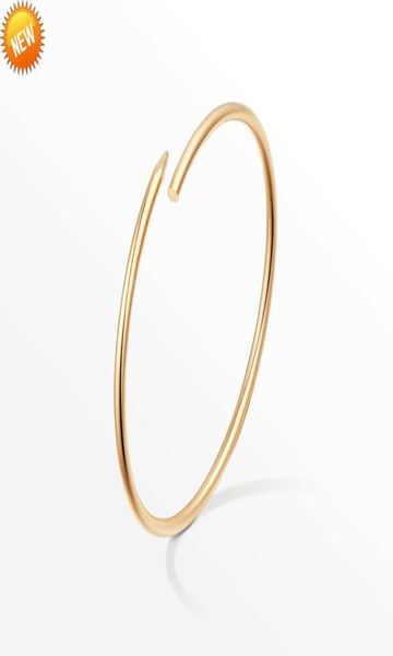 

high edition small model slim nail bracelets bangles for women men aaa cubic zirconia 316l titanium steel jewelry designer jewelry8876952, Black