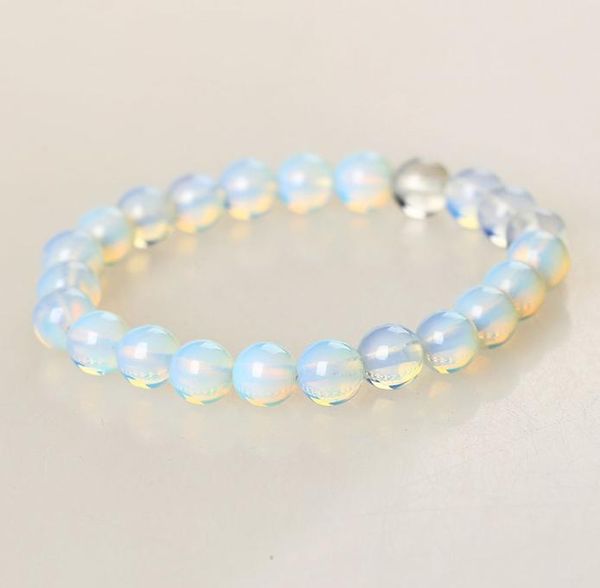 

1 pcs 8mm round crystal moonstone natural stone stretched beaded bracelet for women fashion roman style wristband6016424, Black