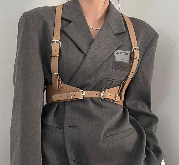 

belts punk gothic strap belt female dj nightclub shirt for women harness long corset waistband adjustable dress accessories5202156, Black;brown