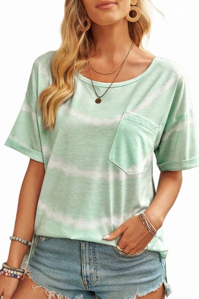 

green tie-dye stripes print with pocket 2023 new l05n#, White