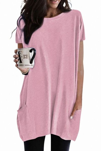 

pink casual oversize t-shirt with pockets 2023 new f9yn#, White