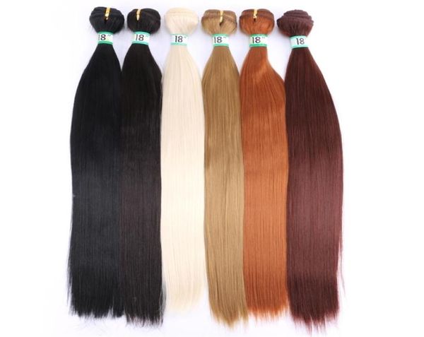 

2 pieces one lot straight hair weave available high temperature synthetic hair 2206155601645, Black;brown