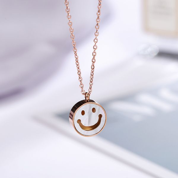 

Cute Rose Gold Plated Stainless Steel Smile Pendant Necklace