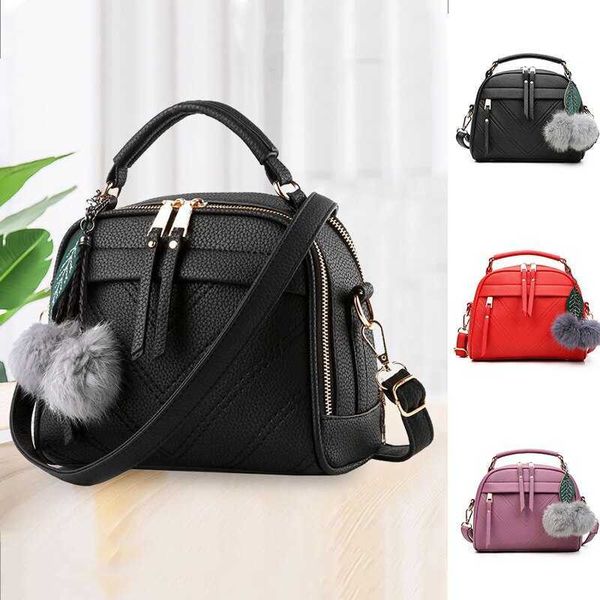 

women messenger bags new pu leather handbag inclined shoulder bag women crossbody handbags bag ball tassel bag, Black