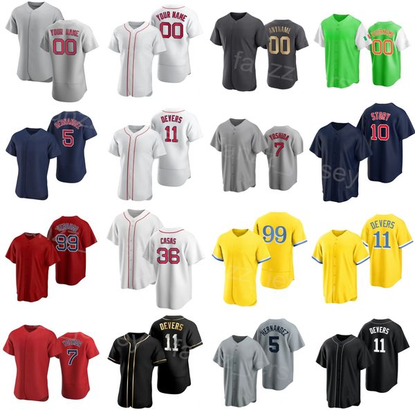

team baseball 5 enrique hernandez jersey 7 masataka yoshida 36 triston casas 41 chris sale 11 rafael devers 99 alex verdugo 2 justin turner, Blue;black